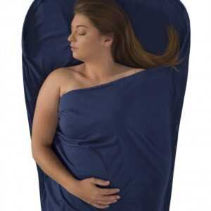 Pružná vložka do spacáku s kapucí Expander Liner - Mummy with Hood & Box foot Modrá