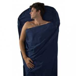 Prémiová bavlněná vložka do spacáku Premium Cotton Travel Liner - Mummy with Hood & Box foot Navy Blue (barva Navy modrá)