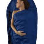 Hedvábná vložka do spacáku s kapucí Silk Stretch Liner - Mummy with Hood & Box foot Modrá