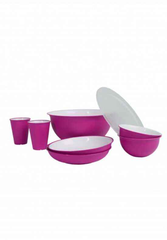 Sada nádobí Omada Sanaliving Pic-Nic Set 8 ks Růžová